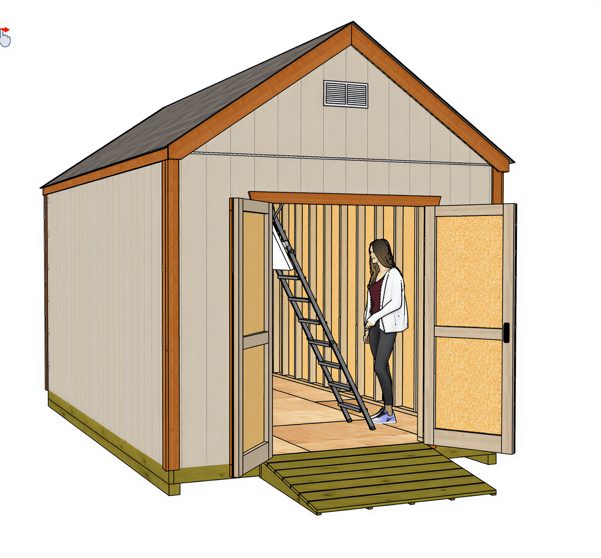 10' wide x 16' long gable shed plans