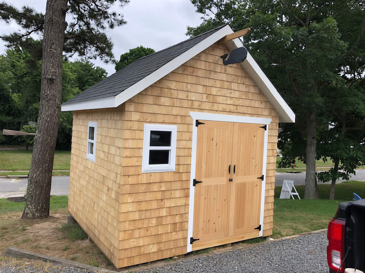 Customer built 10x10 gable shed using shedking's 10' wide x 10 long gable shed plan.