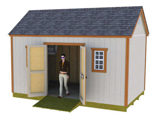 10x16 gable shed plan with 2 door location options