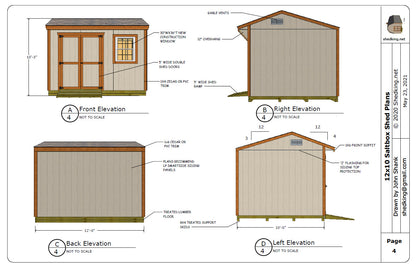 12x10 Saltbox Shed Plan