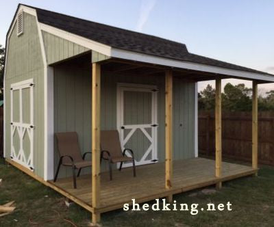 12x16 Barn With Tall Loft and Front Porch Plans