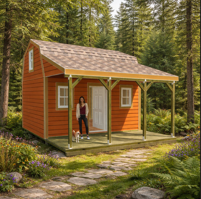 12x16 Barn With Tall Loft and Front Porch Plans