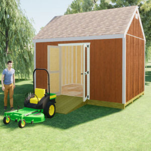 12x16 Gable Shed Plan With Doors On Long Wall