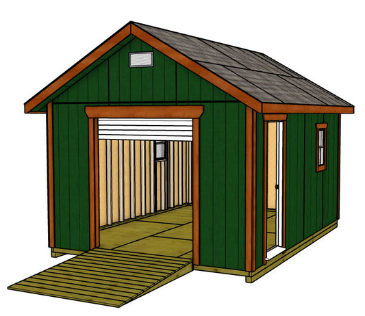12x16 Gable with Roll Up Shed Door
