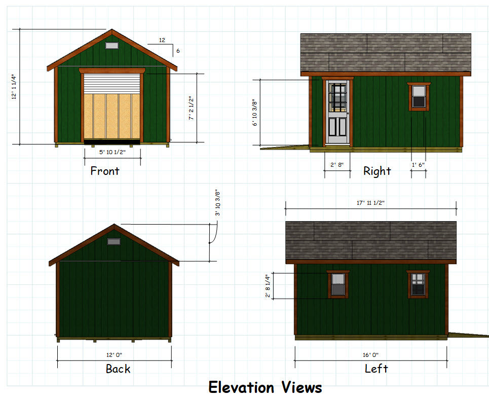 12x16 Gable with Roll Up Shed Door