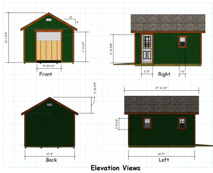 12x16 Gable with Roll Up Shed Door