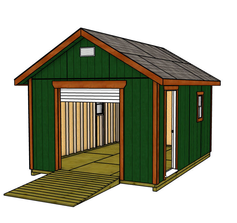 12x16 Gable with Roll Up Shed Door