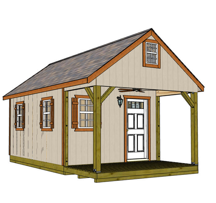 12x16  Gable Shed w/Porch Plans