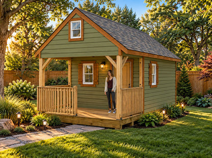 12x16 Barn & Gable Shed Plans with Front Porches – 2-for-1 Bundle