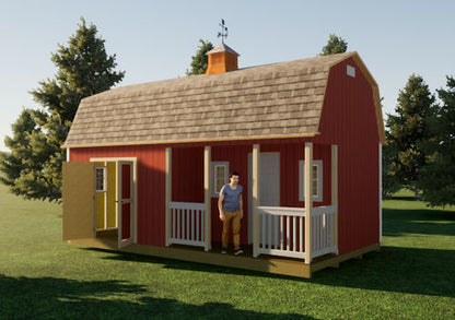 12x24 Barn With Porch Plan