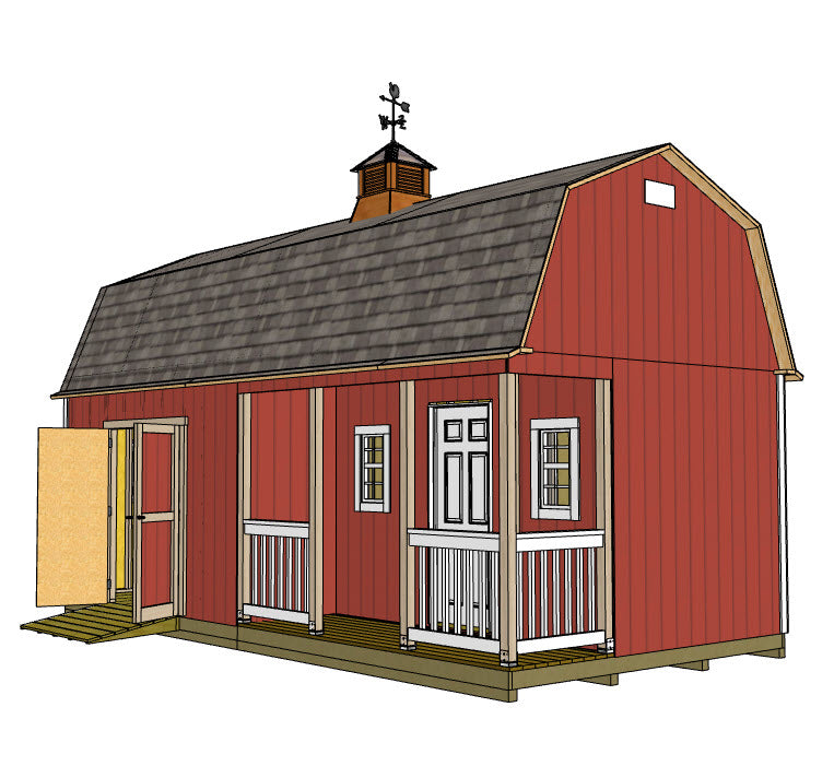 12x24 Barn With Porch Plan