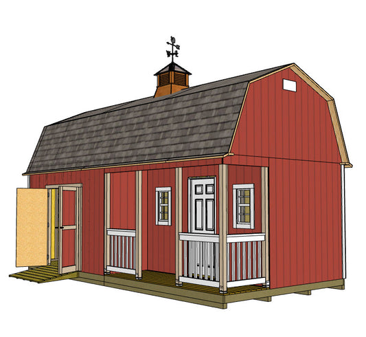 12x24 Barn With Porch Plan