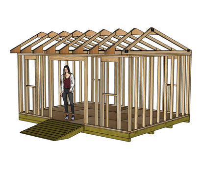 16x12 Saltbox Shed Plan