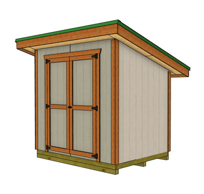 6x8 Lean-to Shed Plan With Roof Overhangs