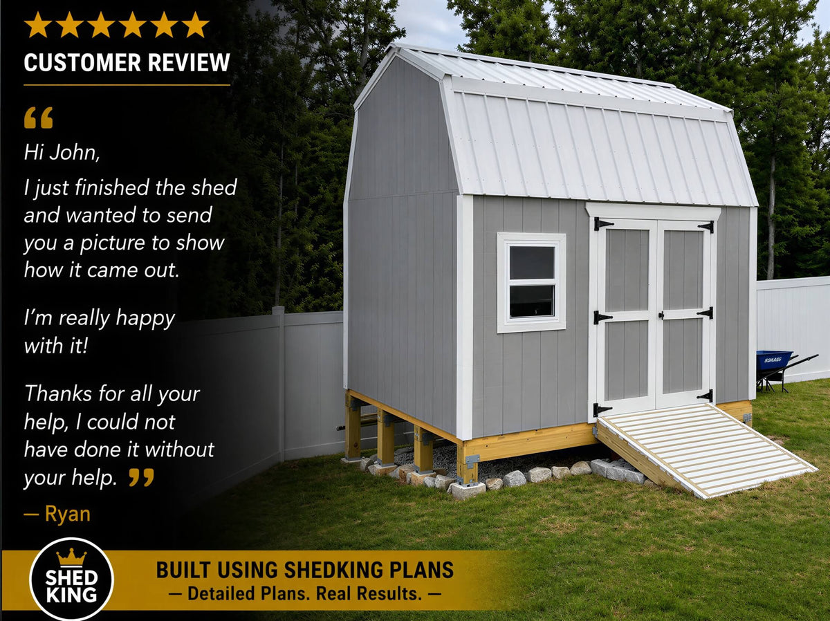 Customer built 10'x12' barn shed using shedking's 10' wide x 12' long Barn Shed Plans