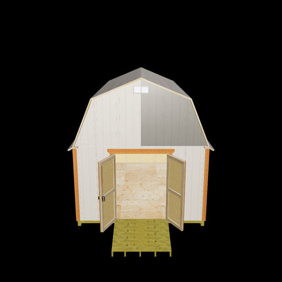 12' wide x 16' Barn Shed Plans interactive 3d view