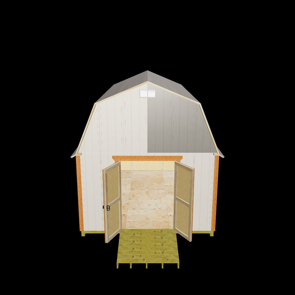 12' wide x 16' Barn Shed Plans interactive 3d view