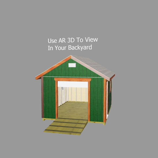 12x16 gable garage plan in 3d