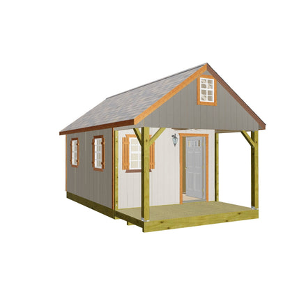 12x16 Gable Shed With 6' Front Porch Shed Plan in Augmented and Vrtual Reality