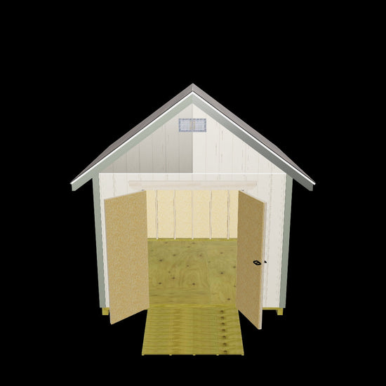 10' wide  x 10' Gable Shed Plan 3d view
