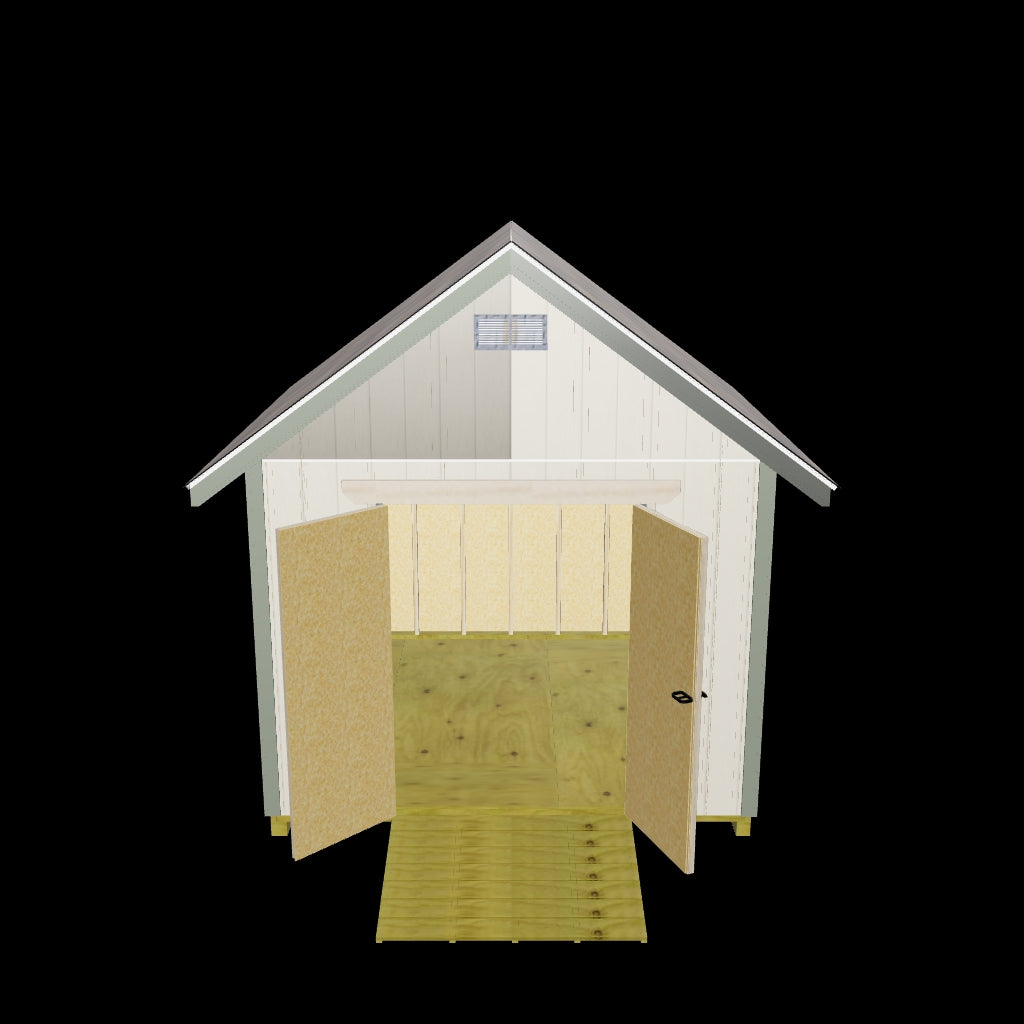 10' wide  x 10' Gable Shed Plan 3d view